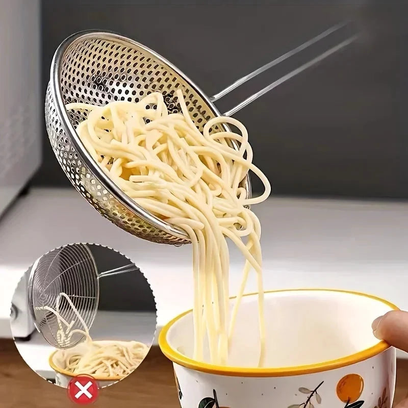 Fine Mesh Stainless Steel Strainer Wooden Handle Kitchen Filter Spoon by Bowlift