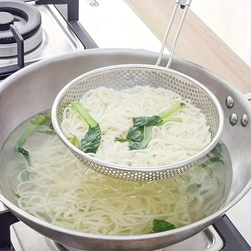 Fine Mesh Stainless Steel Strainer Wooden Handle Kitchen Filter Spoon by Bowlift