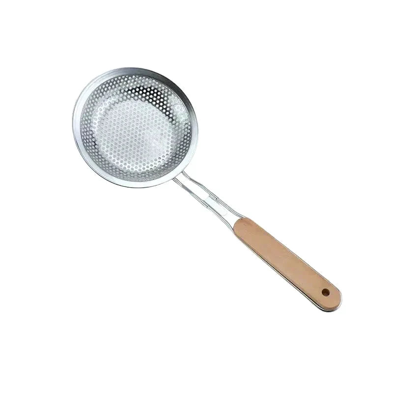 Fine Mesh Stainless Steel Strainer Wooden Handle Kitchen Filter Spoon by Bowlift