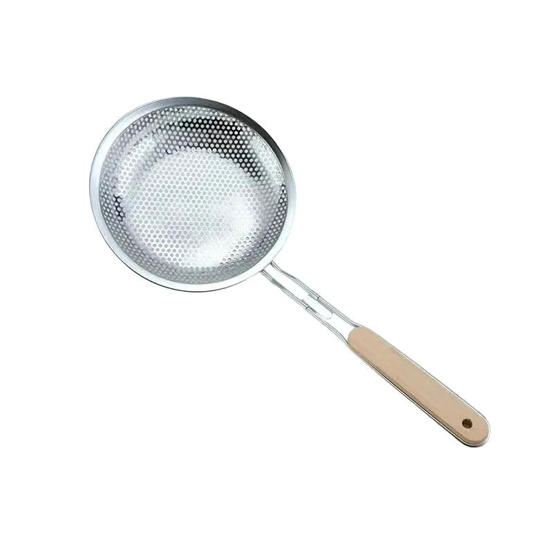 Fine Mesh Stainless Steel Strainer Wooden Handle Kitchen Filter Spoon by Bowlift
