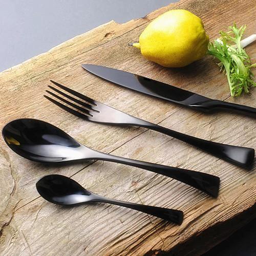 Jet Black Silverware - 4 Piece Set by Bowlift