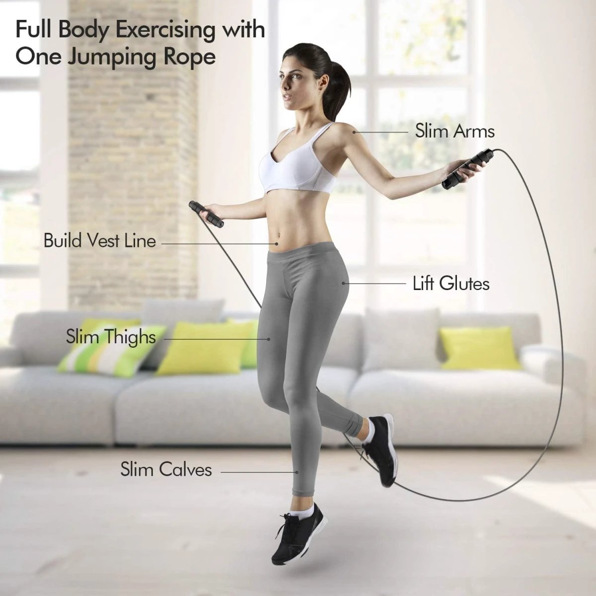 Flexijump Adjustable Jump Rope – Tangle-Free Speed Skipping Rope – Cardio, Weight Loss & Coordination Training – Comfortable Foam Handles by BowLift
