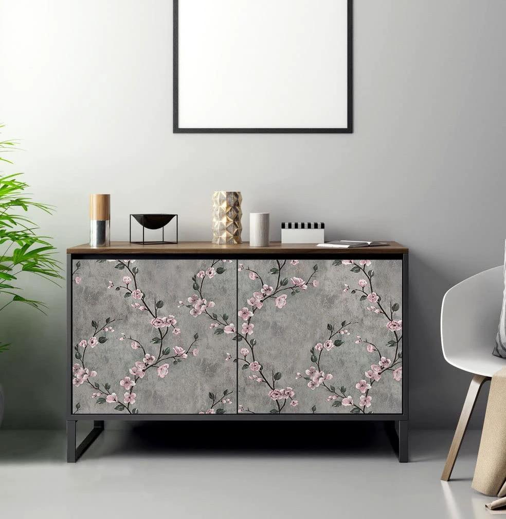 Floral Wallpaper Grey Peel and Stick Flower Self Adhesive Wall Paper by Bowlift