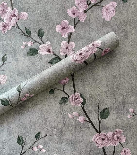 Floral Wallpaper Grey Peel and Stick Flower Self Adhesive Wall Paper by Bowlift