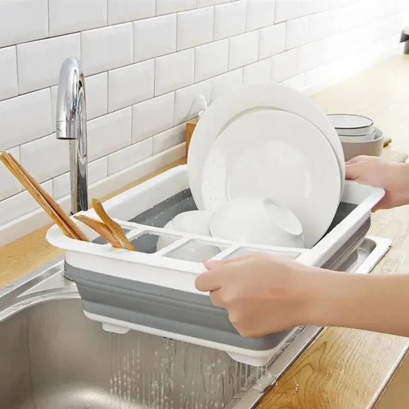 Foldable Dish Rack Kitchen Storage and Drain Tray for Tableware by Bowlift