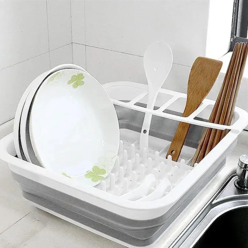 Foldable Dish Rack Kitchen Storage and Drain Tray for Tableware by Bowlift