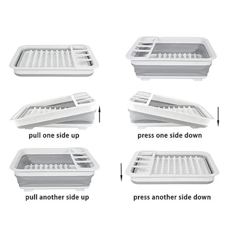 Foldable Dish Rack Kitchen Storage and Drain Tray for Tableware by Bowlift