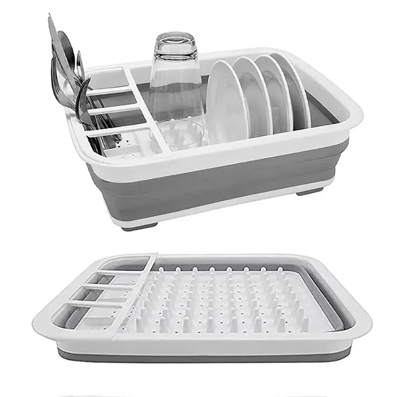 Foldable Dish Rack Kitchen Storage and Drain Tray for Tableware by Bowlift