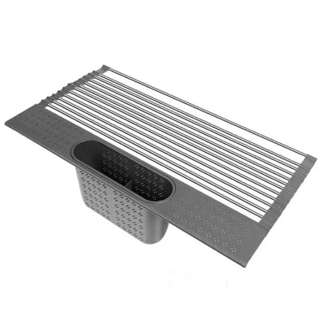 Foldable Roll Up Dish Drying Rack for Kitchen Sink Stainless Drainer by Bowlift