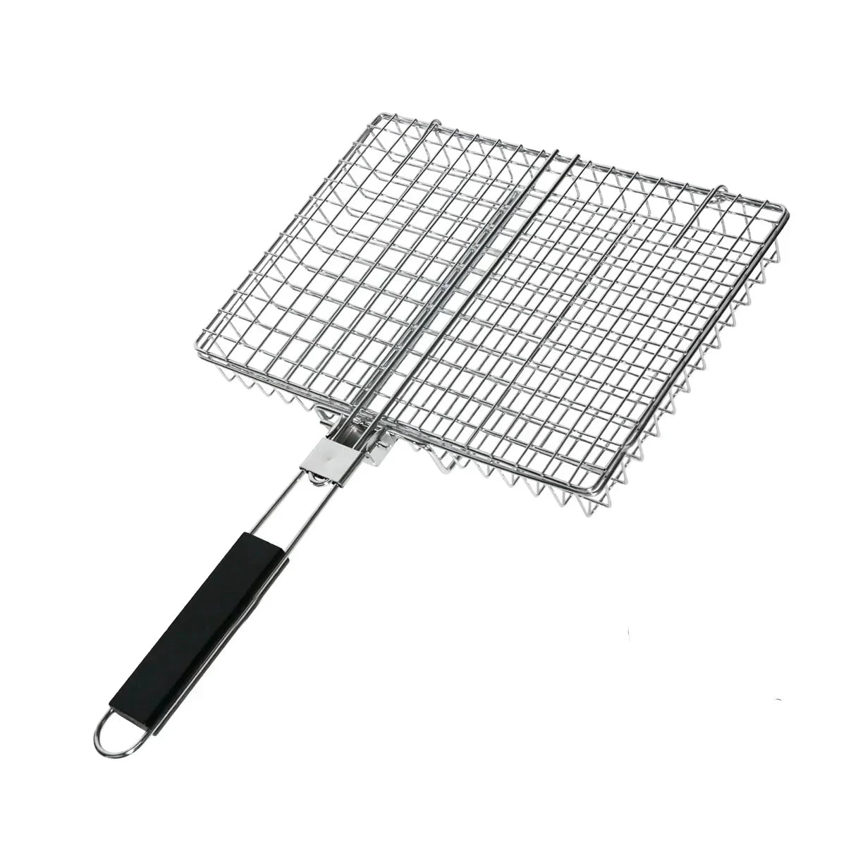 Folding Grill Basket with Wooden Handle Outdoor Camping BBQ Rack by Bowlift