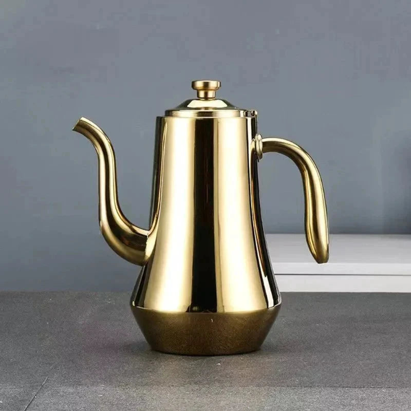 Food-Grade Stainless Steel Tea Kettle Long Mouth Teapot with Strainer by Bowlift