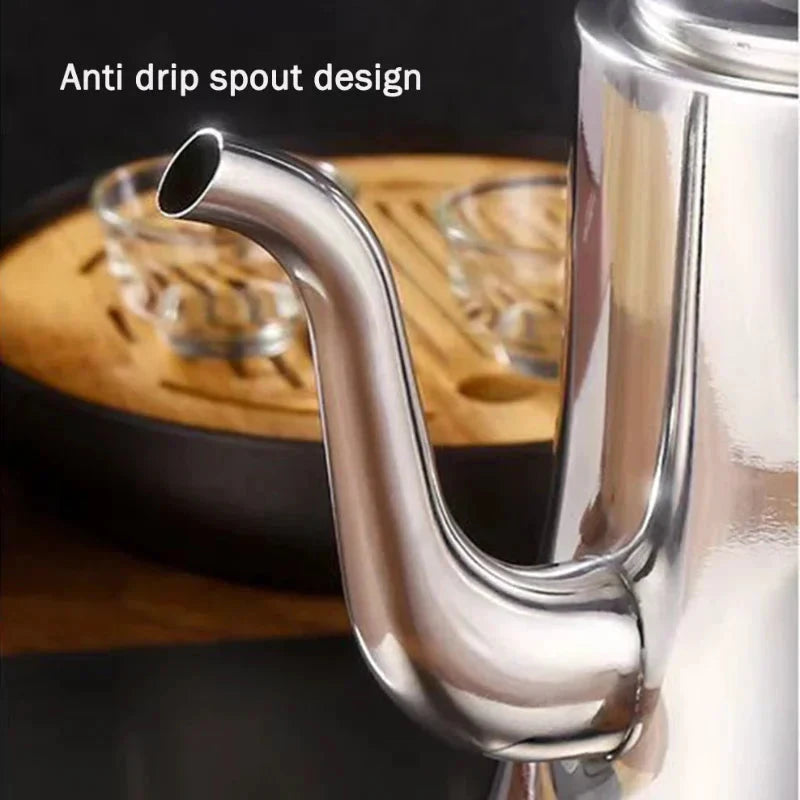 Food-Grade Stainless Steel Tea Kettle Long Mouth Teapot with Strainer by Bowlift