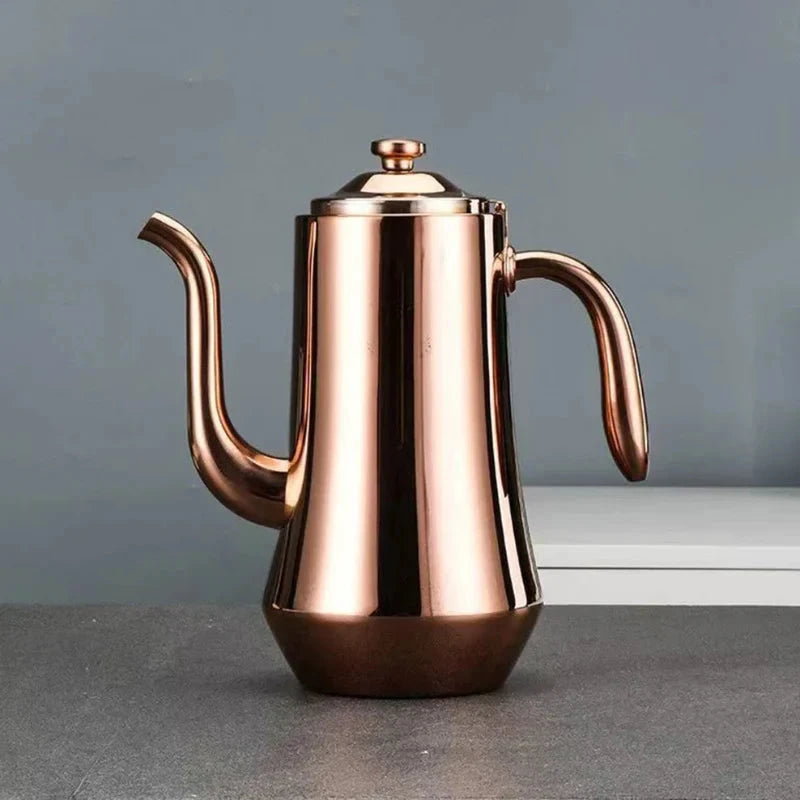Food-Grade Stainless Steel Tea Kettle Long Mouth Teapot with Strainer by Bowlift