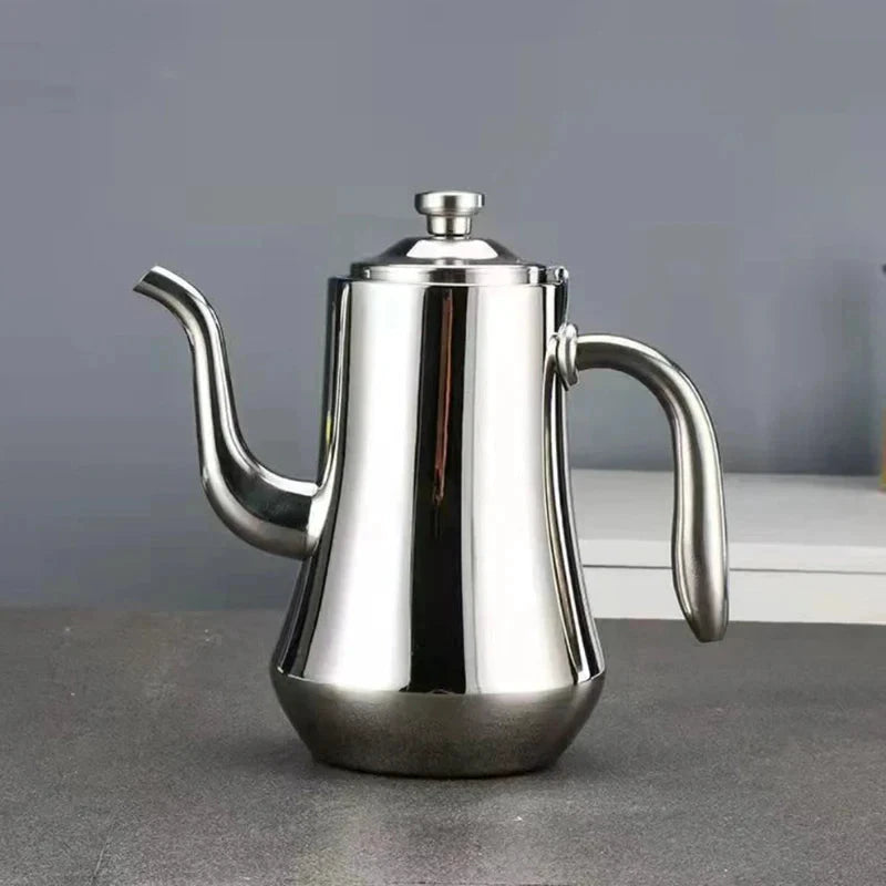 Food-Grade Stainless Steel Tea Kettle Long Mouth Teapot with Strainer by Bowlift