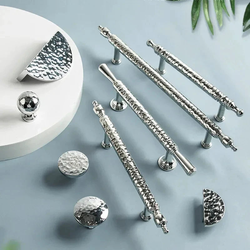 French Handmade Hammer Pattern Cabinet Drawer Door Handle by Bowlift