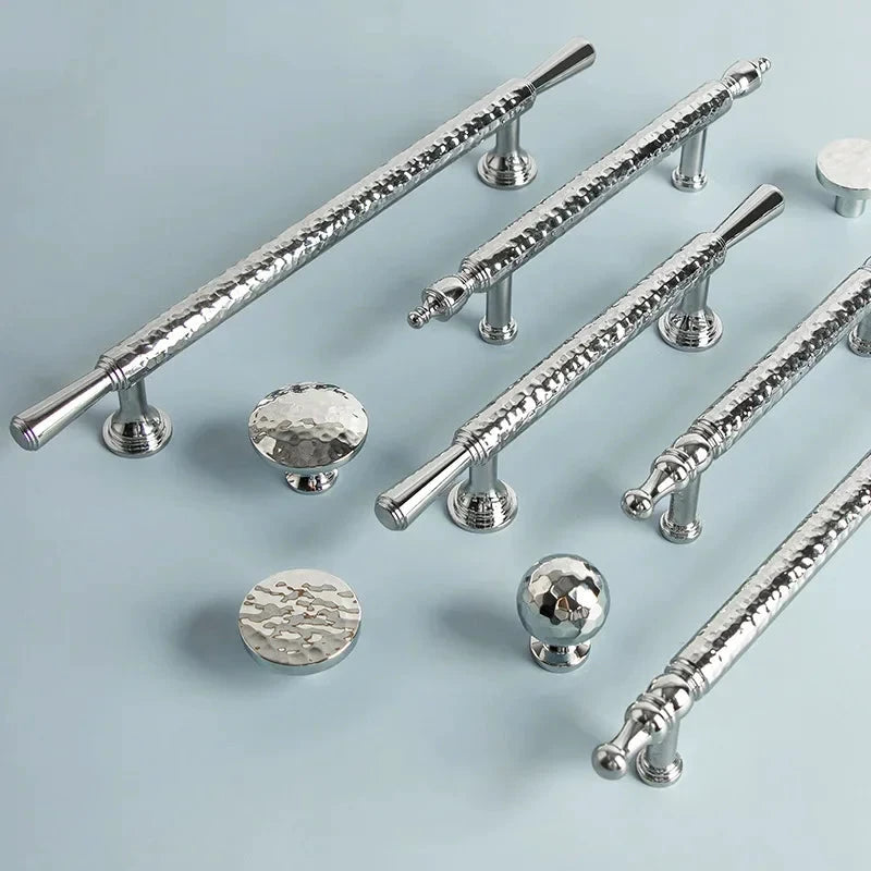 French Handmade Hammer Pattern Cabinet Drawer Door Handle by Bowlift