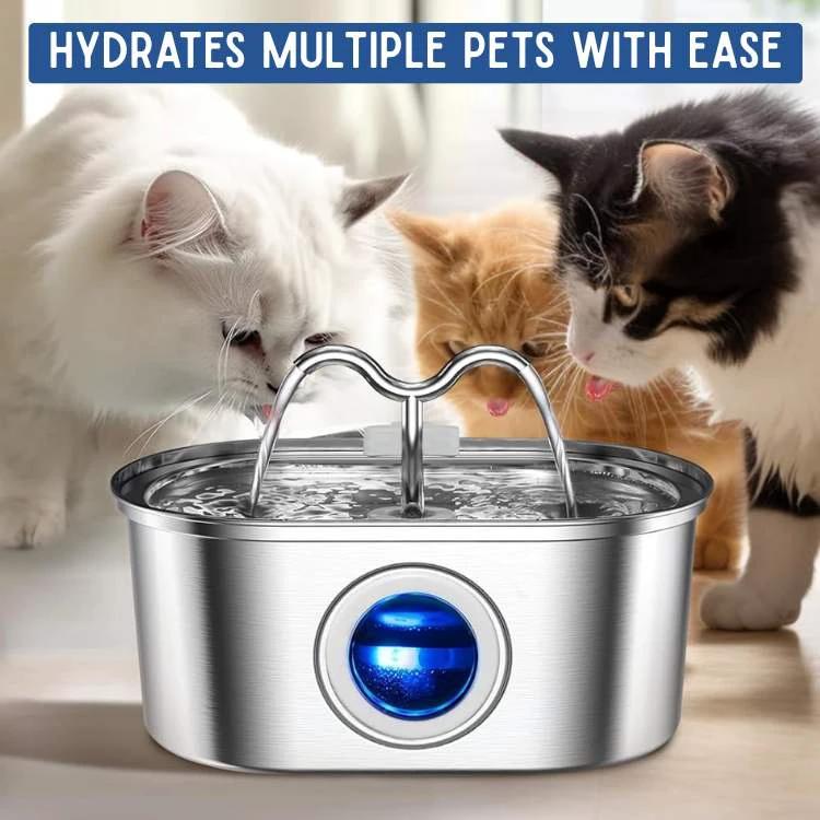 Cat Water Fountain made of Stainless Steel – Quiet, Hygienic and BPA-free – 2L Capacity by BowLift