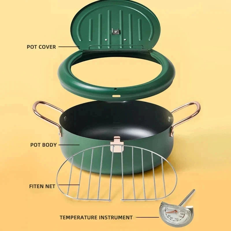 Frying Pot Stainless Steel Induction Temperature Control Mini Fryer Pan by Bowlift