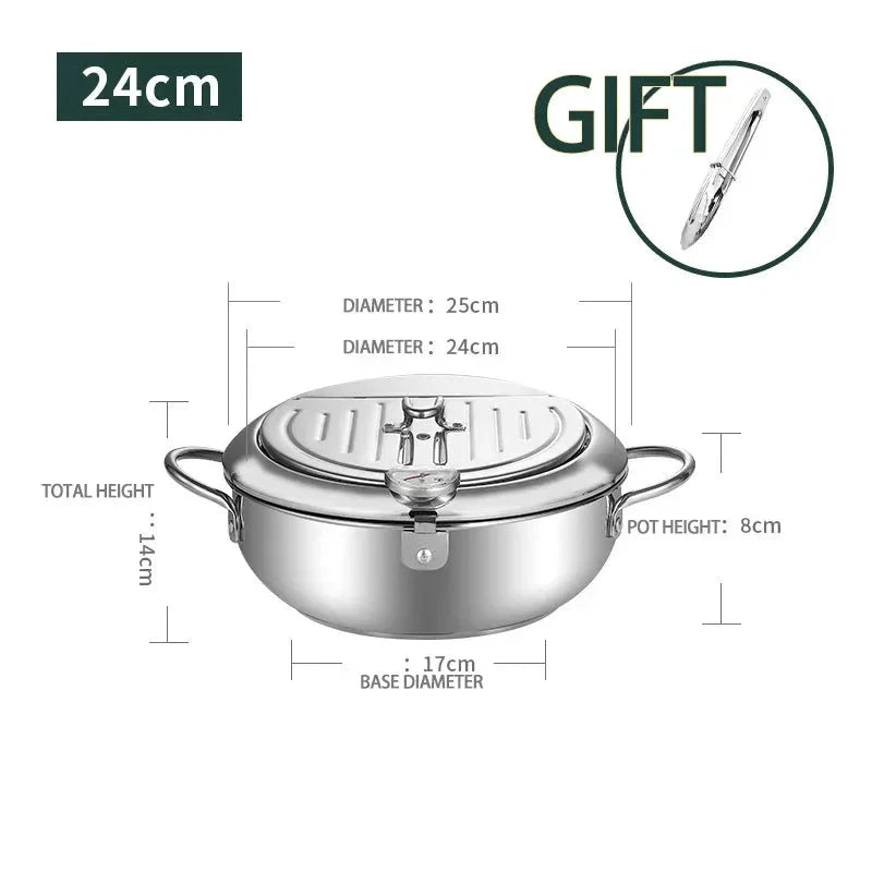 Frying Pot Stainless Steel Induction Temperature Control Mini Fryer Pan by Bowlift