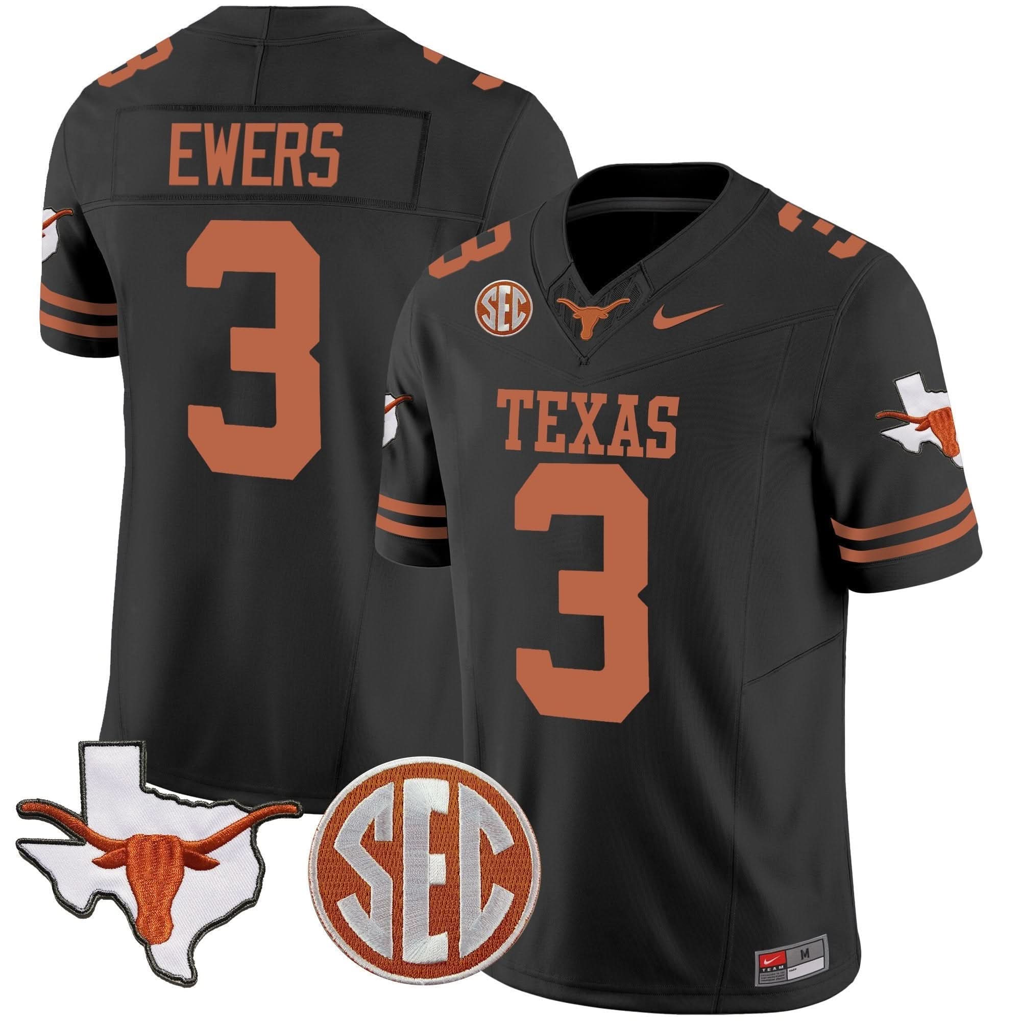 TL State Map & SEC Patch Vapor Jersey V2 by Texas Longhorns