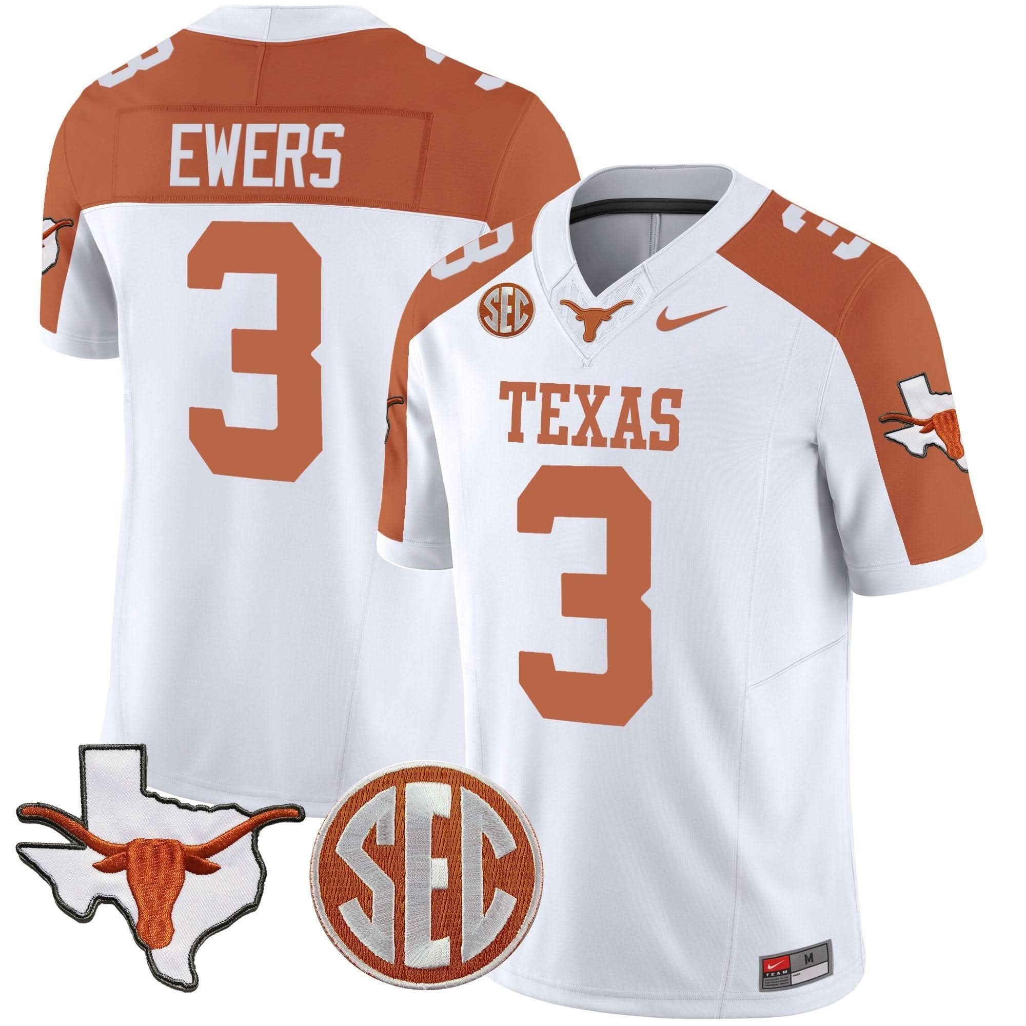 TL State Map & SEC Patch Vapor Jersey V2 by Texas Longhorns