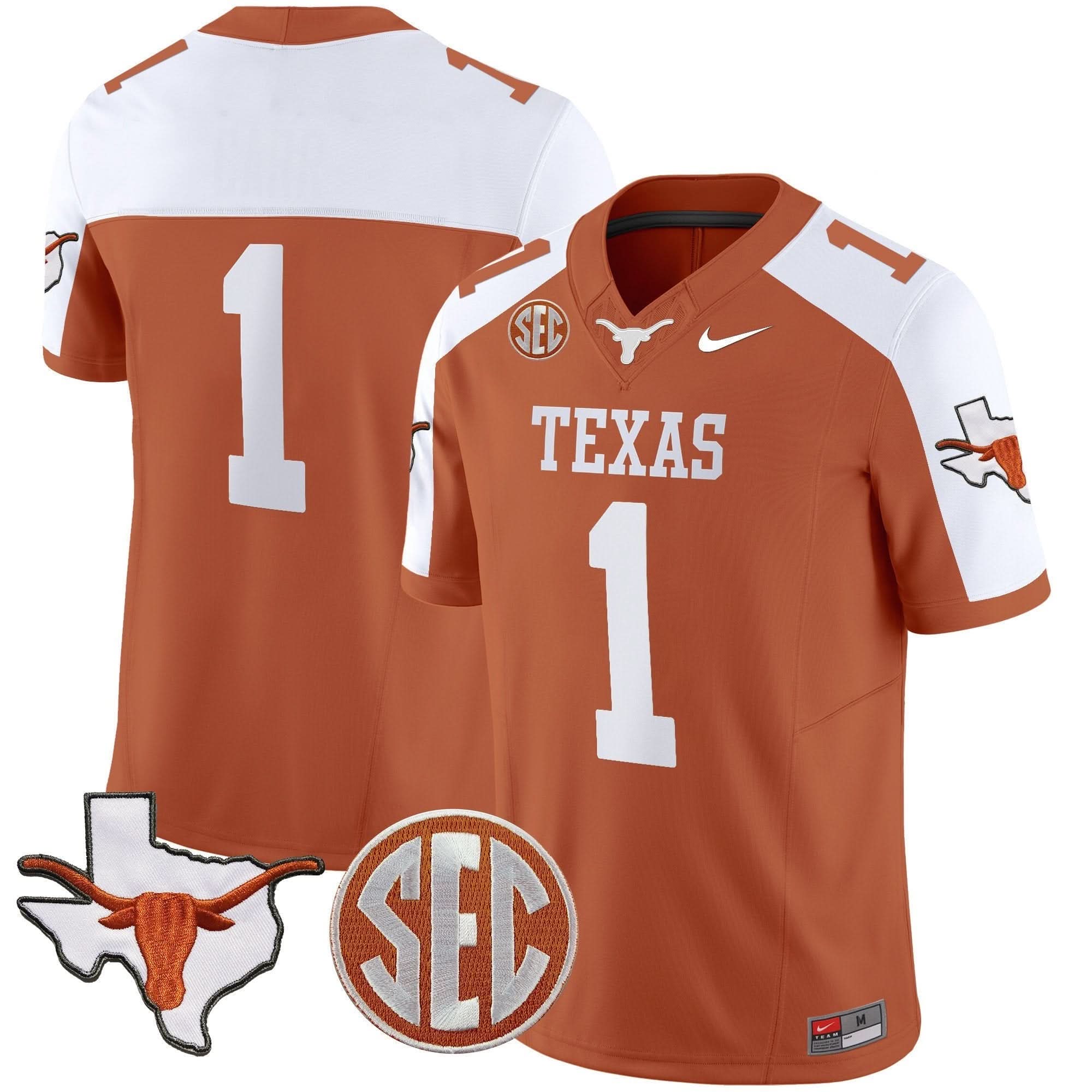 TL State Map & SEC Patch Vapor Jersey V2 by Texas Longhorns