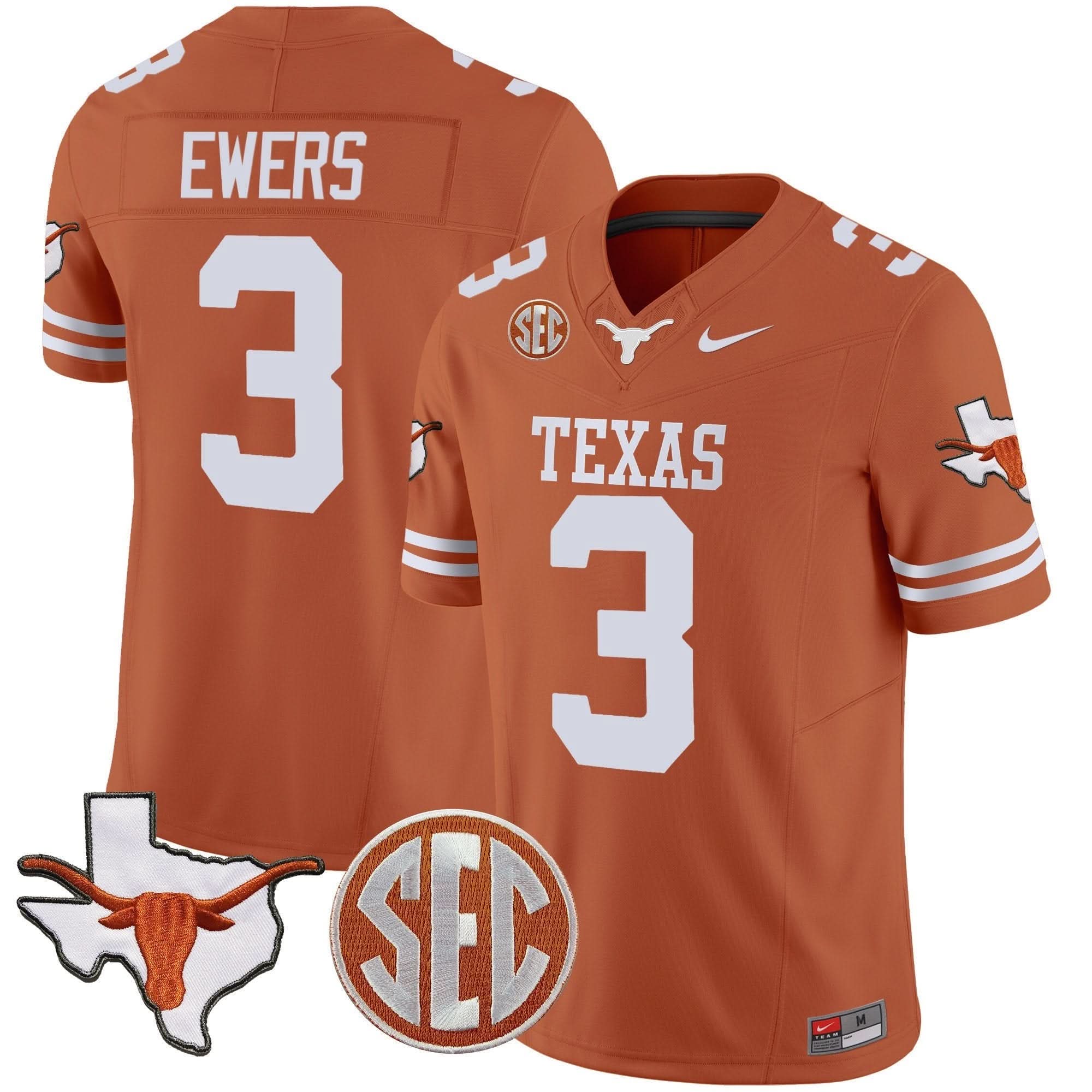 TL State Map & SEC Patch Vapor Jersey V2 by Texas Longhorns