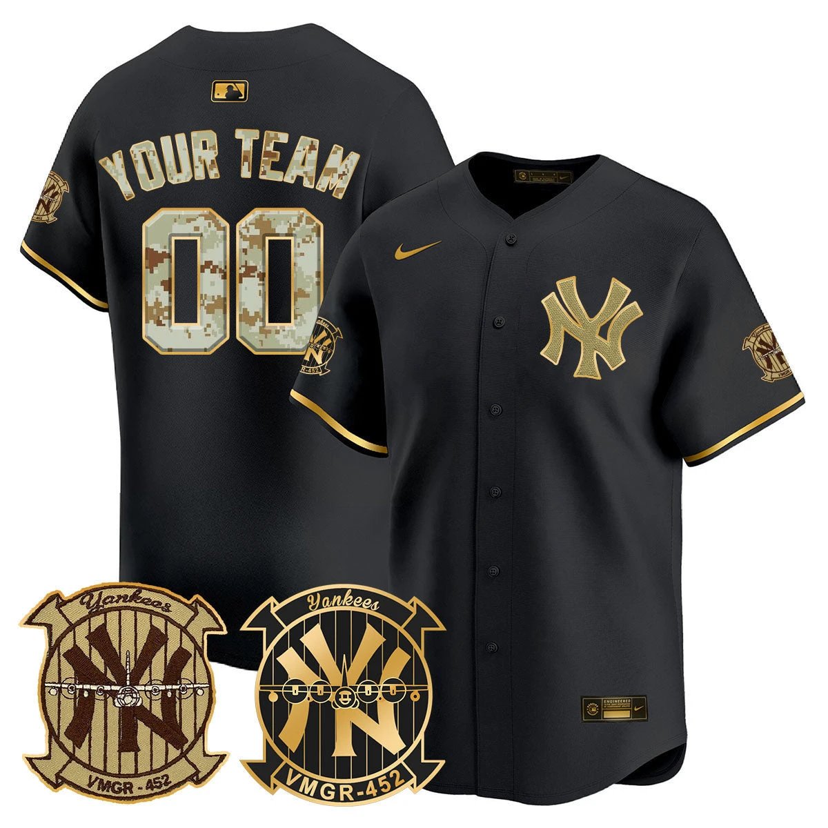 New York Yankees Desert USMC Alternate Vapor Premier Limited Custom Jersey - All Stitched by New York Yankees