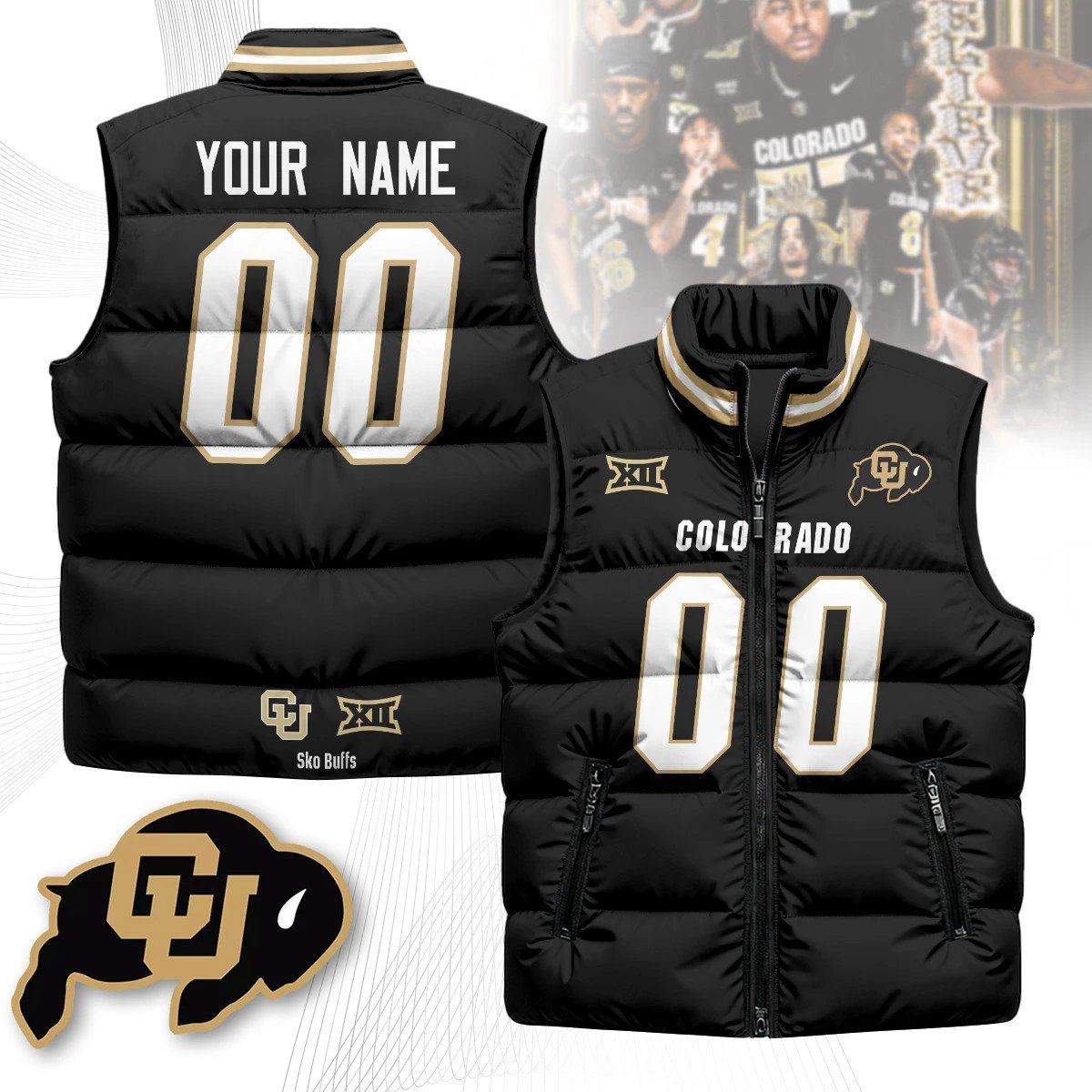 Colorado Buffaloes Custom Unisex Puffer Vest by Colorado Buffaloes