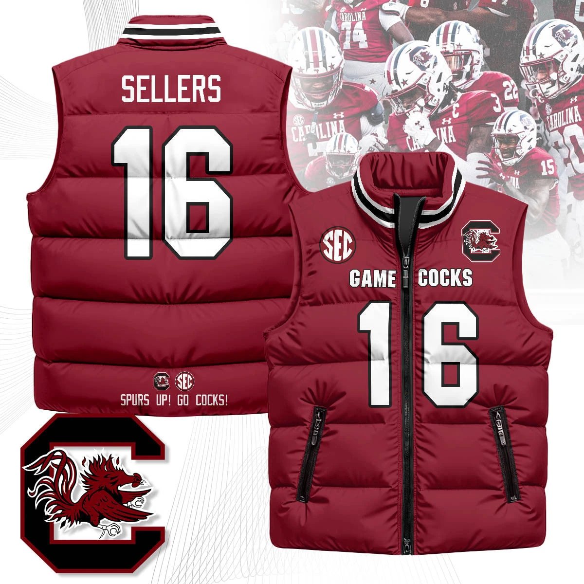 South Carolina Gamecocks Unisex Puffer Vest by South Carolina Gamecocks