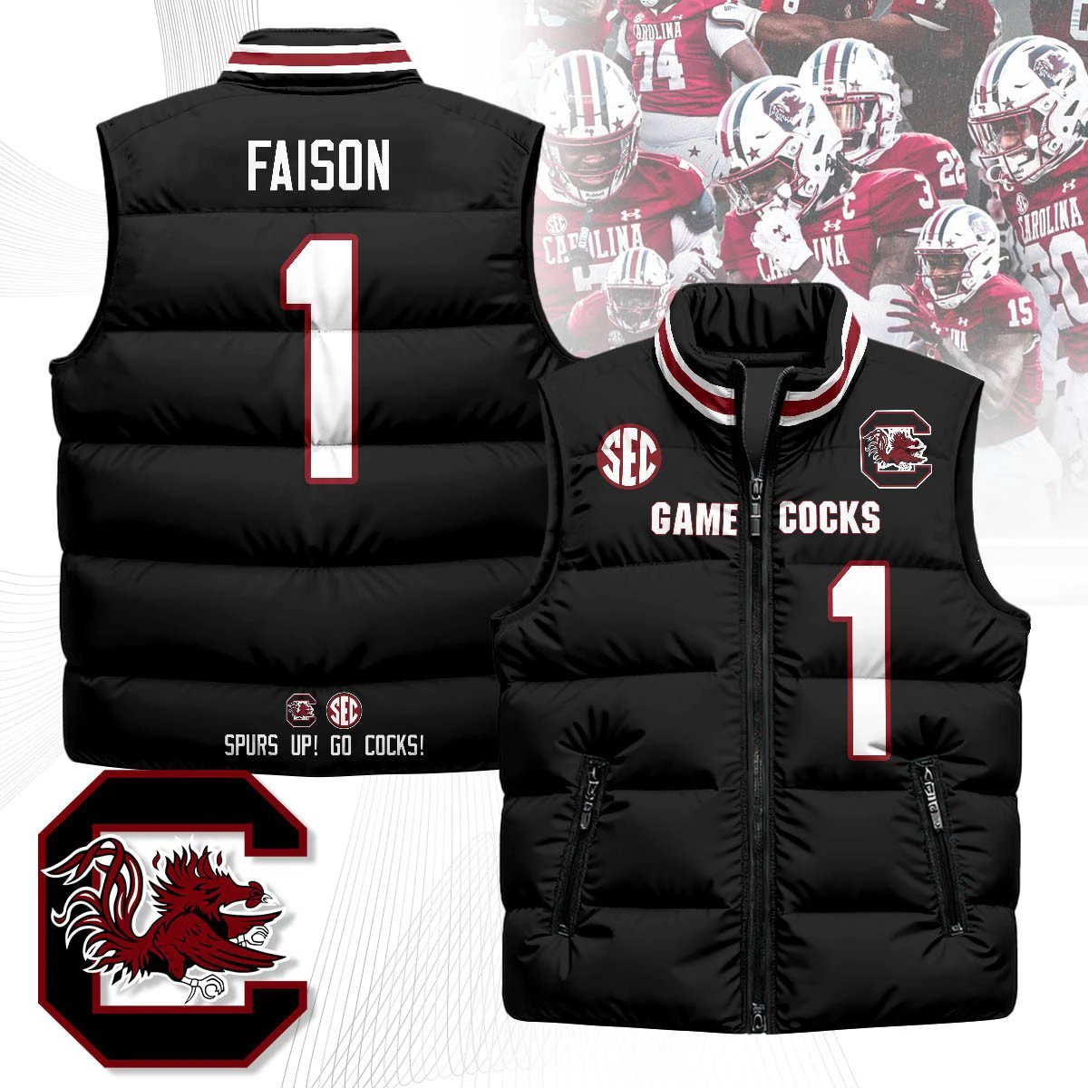 South Carolina Gamecocks Unisex Puffer Vest by South Carolina Gamecocks