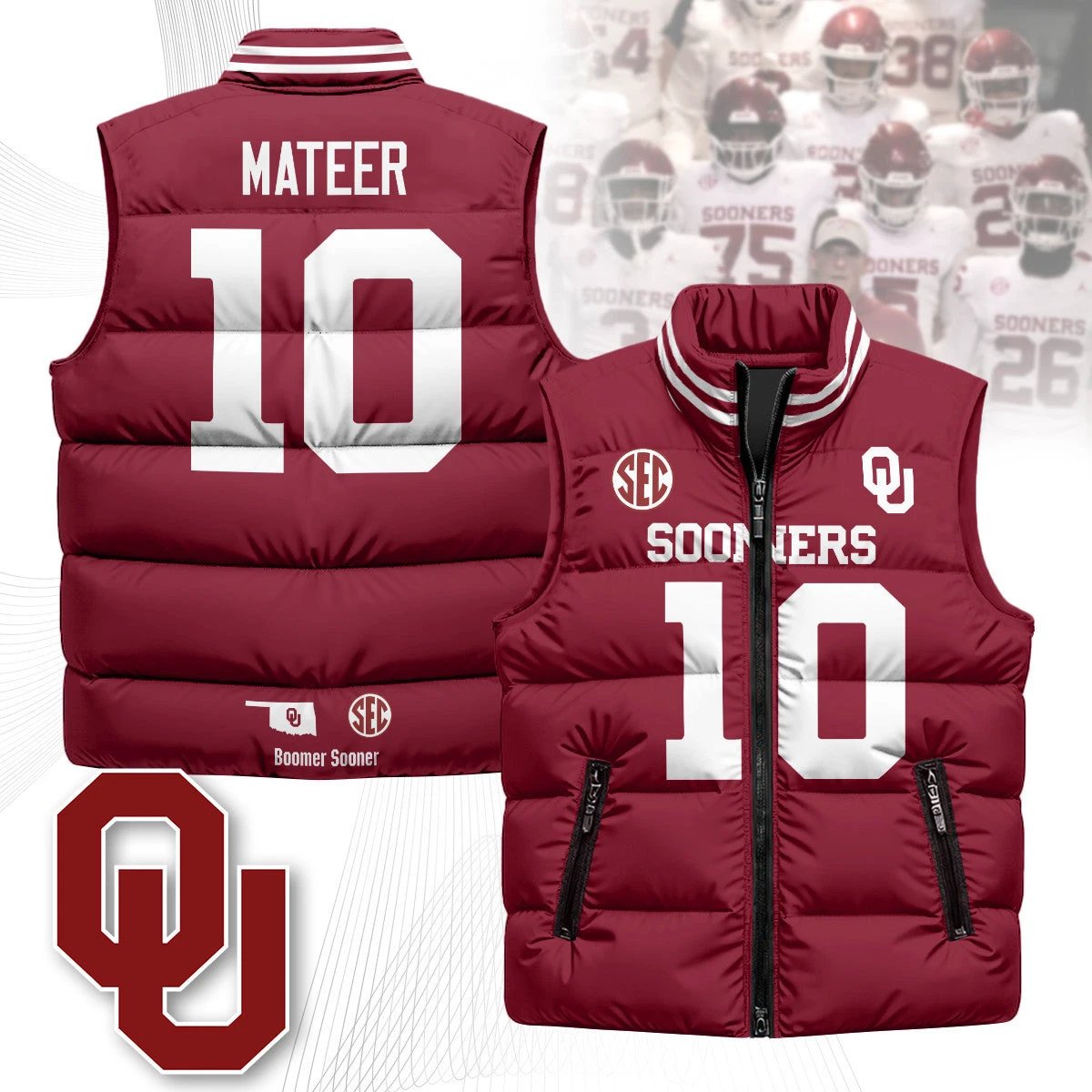 Oklahoma Sooners Unisex Puffer Vest by Oklahoma Sooners