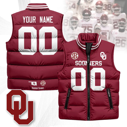 Custom Oklahoma Sooners Unisex Puffer Vest by Oklahoma Sooners