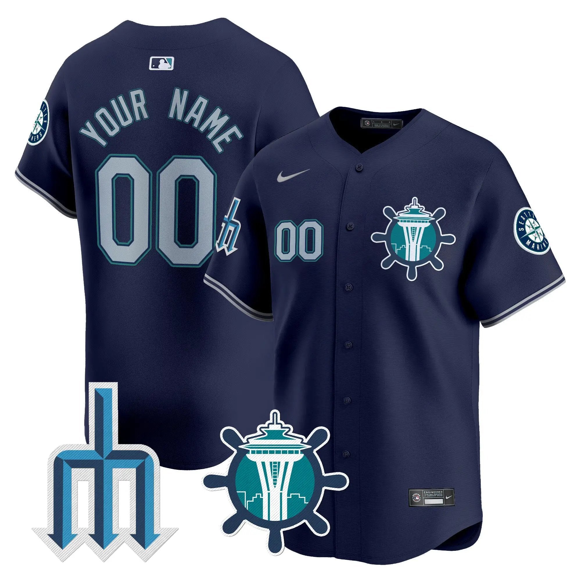 Seattle Mariners Trident Patch Vapor Premier Limited Custom Jersey - All Stitched by Digigearus