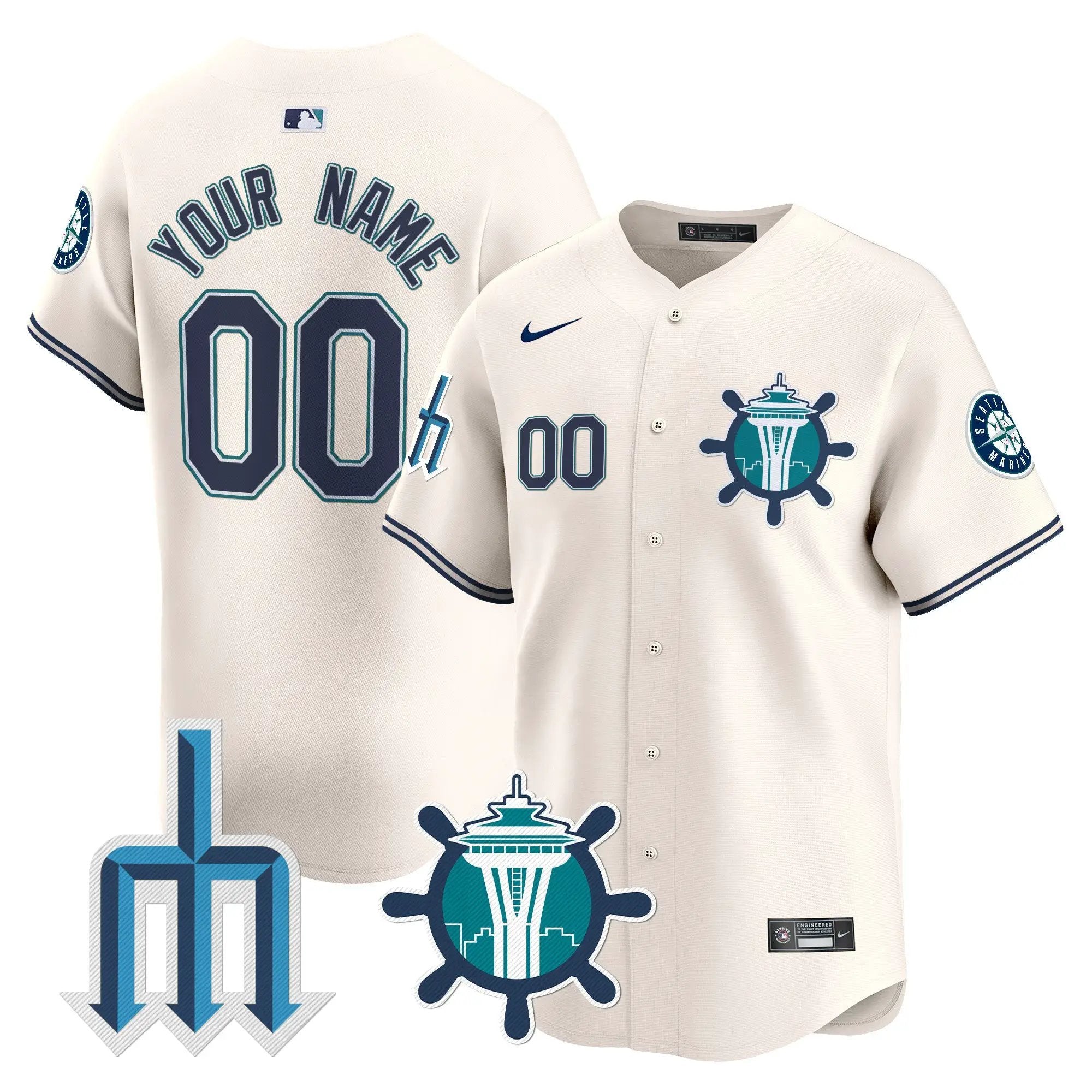 Seattle Mariners Trident Patch Vapor Premier Limited Custom Jersey - All Stitched by Digigearus