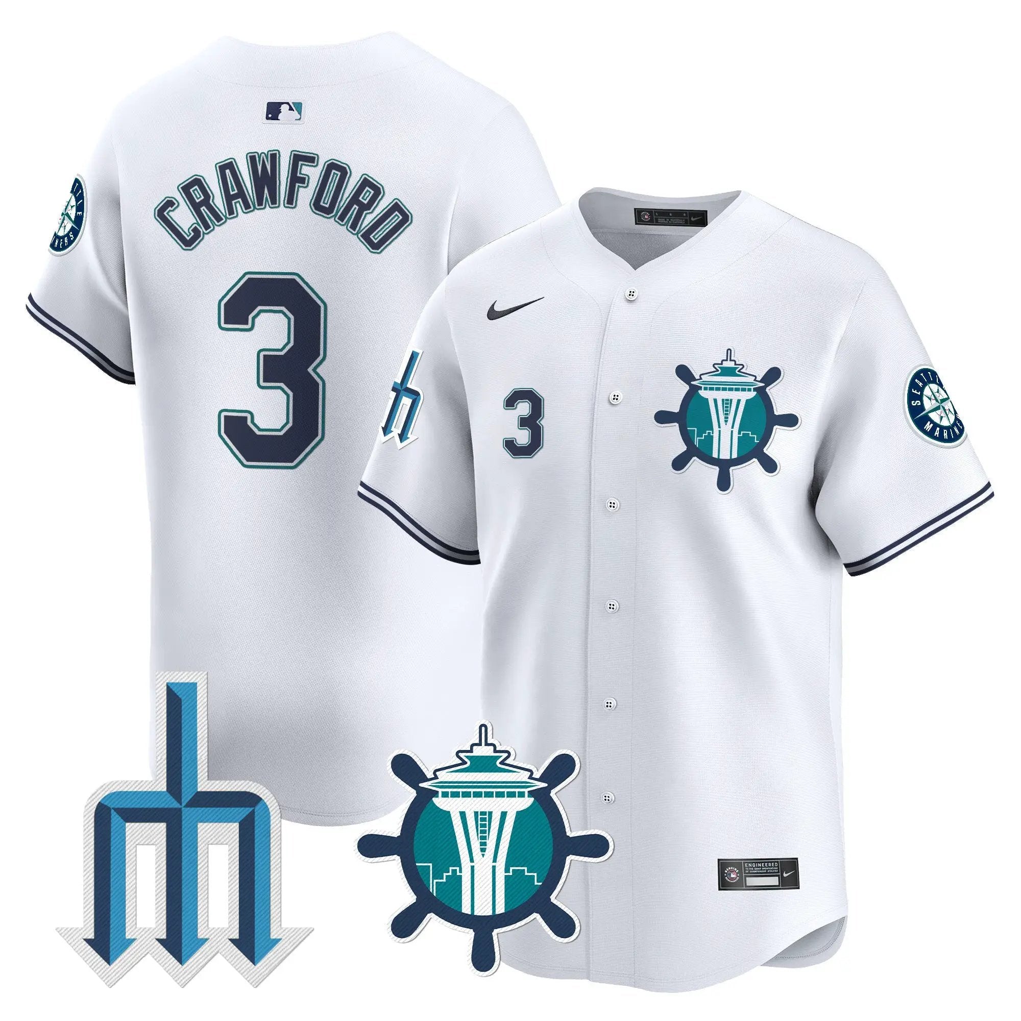 Seattle Mariners Trident Patch Vapor Premier Limited Jersey - All Stitched by Digigearus