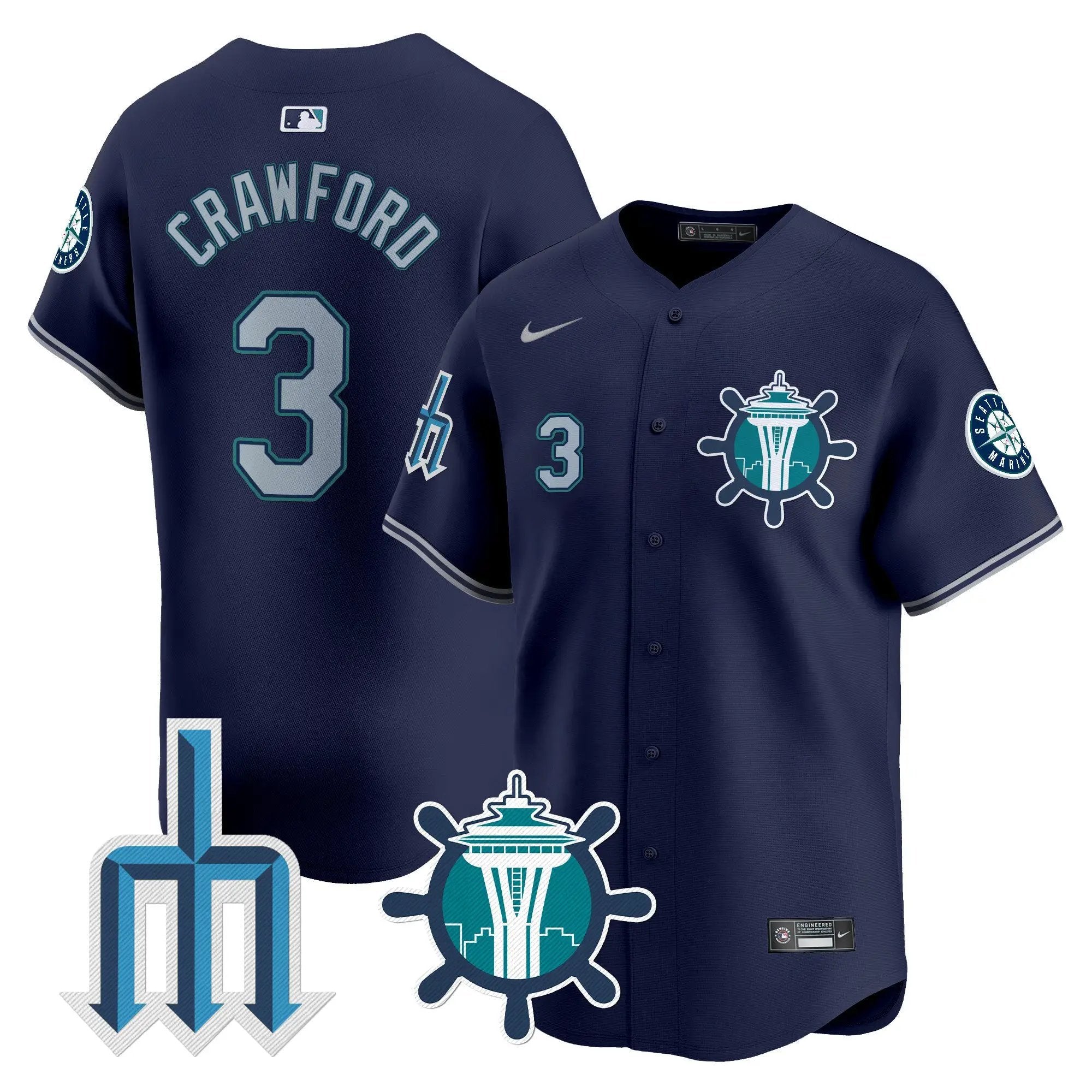 Seattle Mariners Trident Patch Vapor Premier Limited Jersey - All Stitched by Digigearus