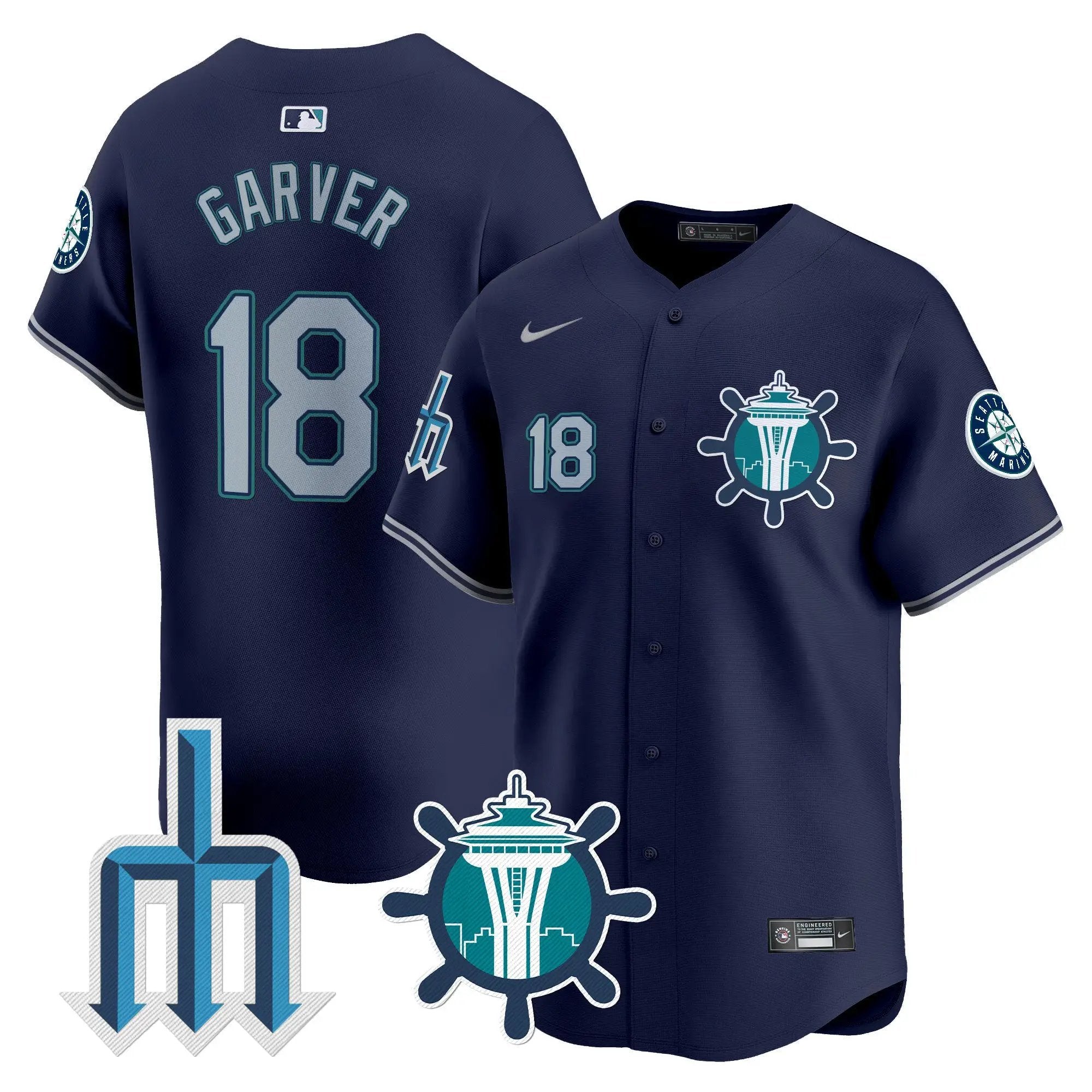 Seattle Mariners Trident Patch Vapor Premier Limited Jersey - All Stitched by Digigearus