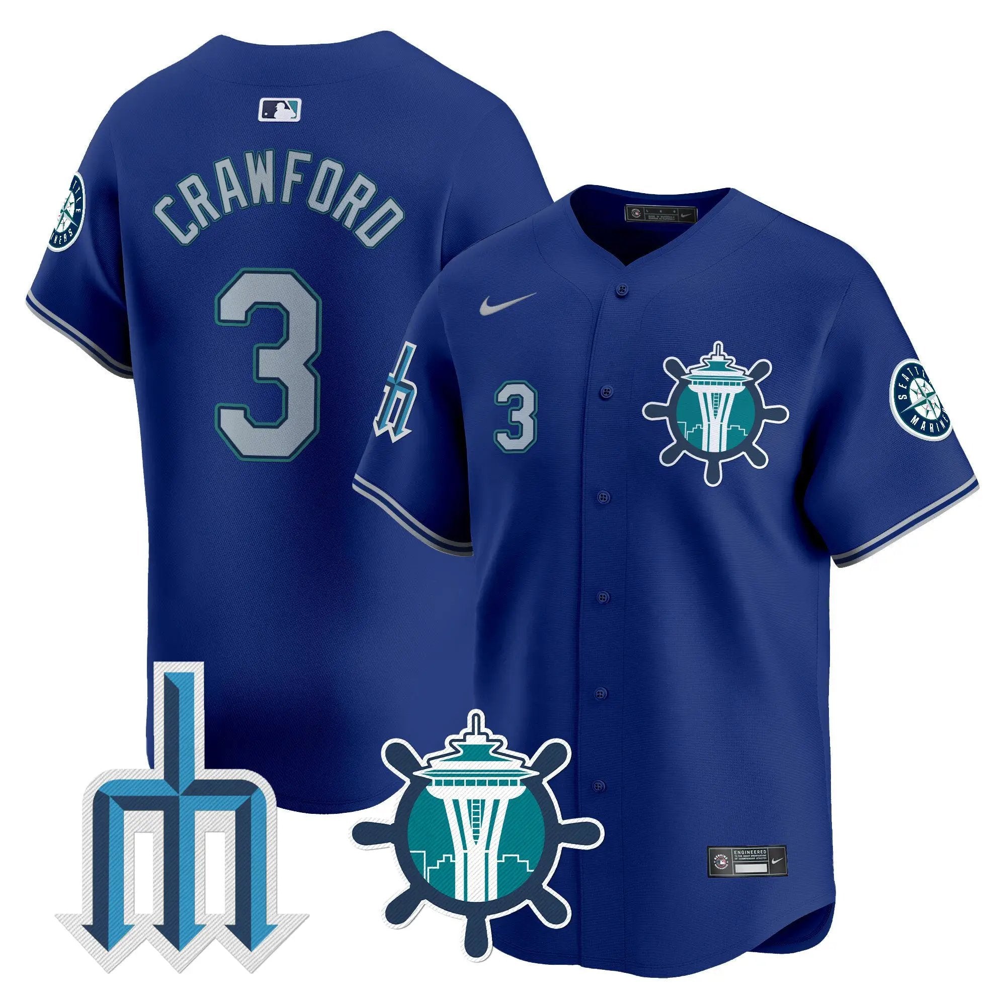 Seattle Mariners Trident Patch Vapor Premier Limited Jersey - All Stitched by Digigearus