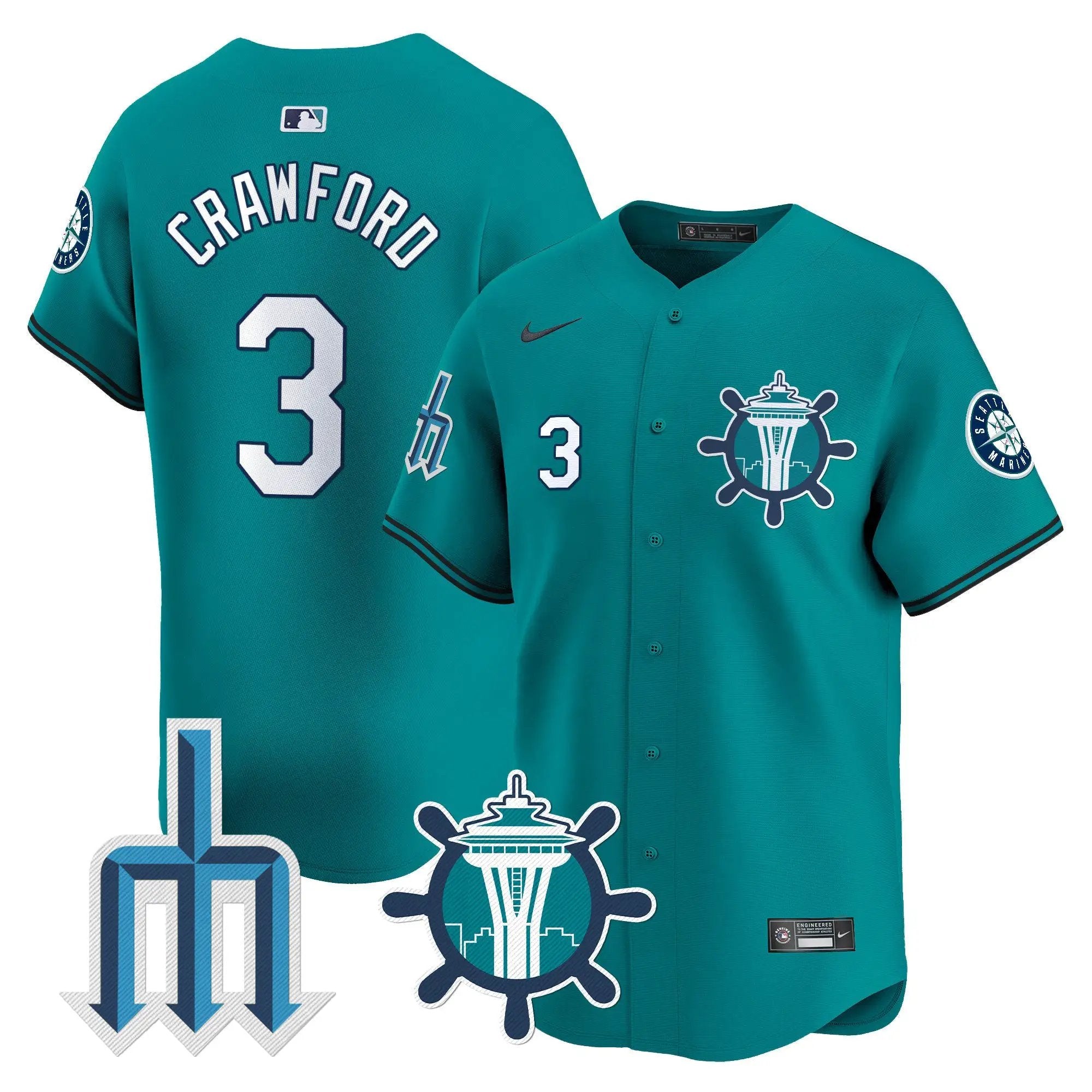 Seattle Mariners Trident Patch Vapor Premier Limited Jersey - All Stitched by Digigearus