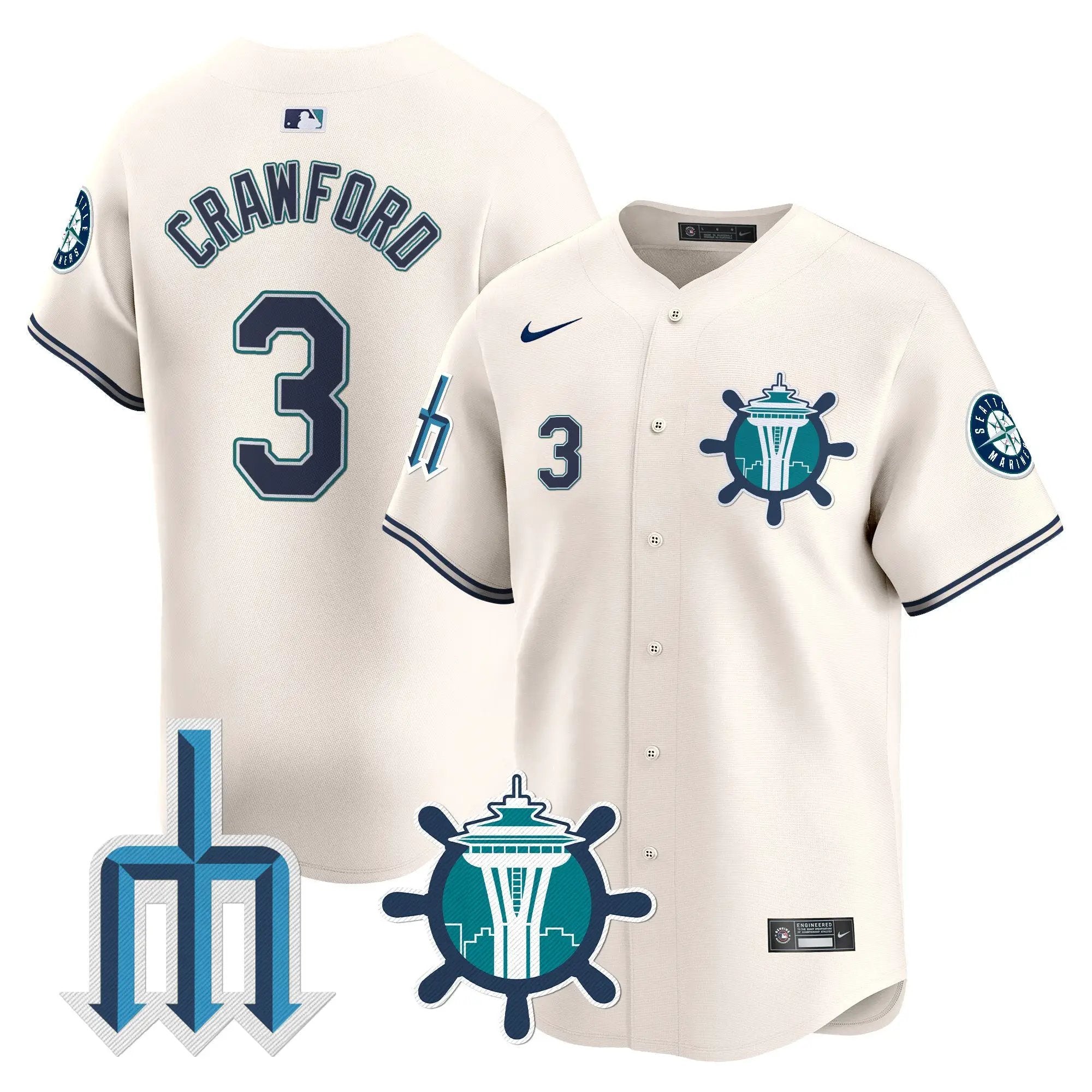 Seattle Mariners Trident Patch Vapor Premier Limited Jersey - All Stitched by Digigearus