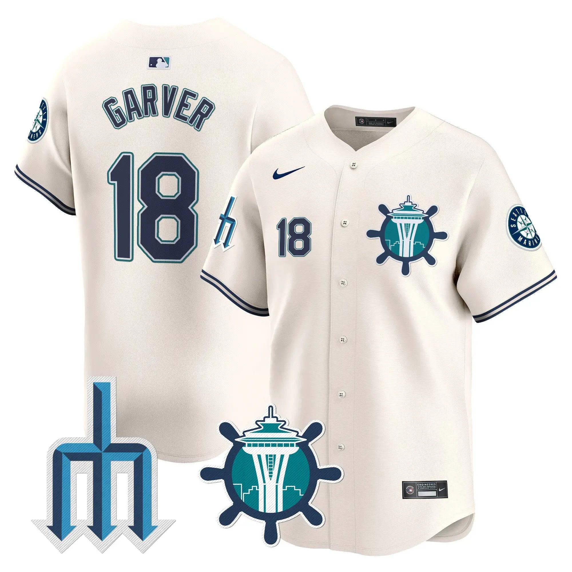 Seattle Mariners Trident Patch Vapor Premier Limited Jersey - All Stitched by Digigearus