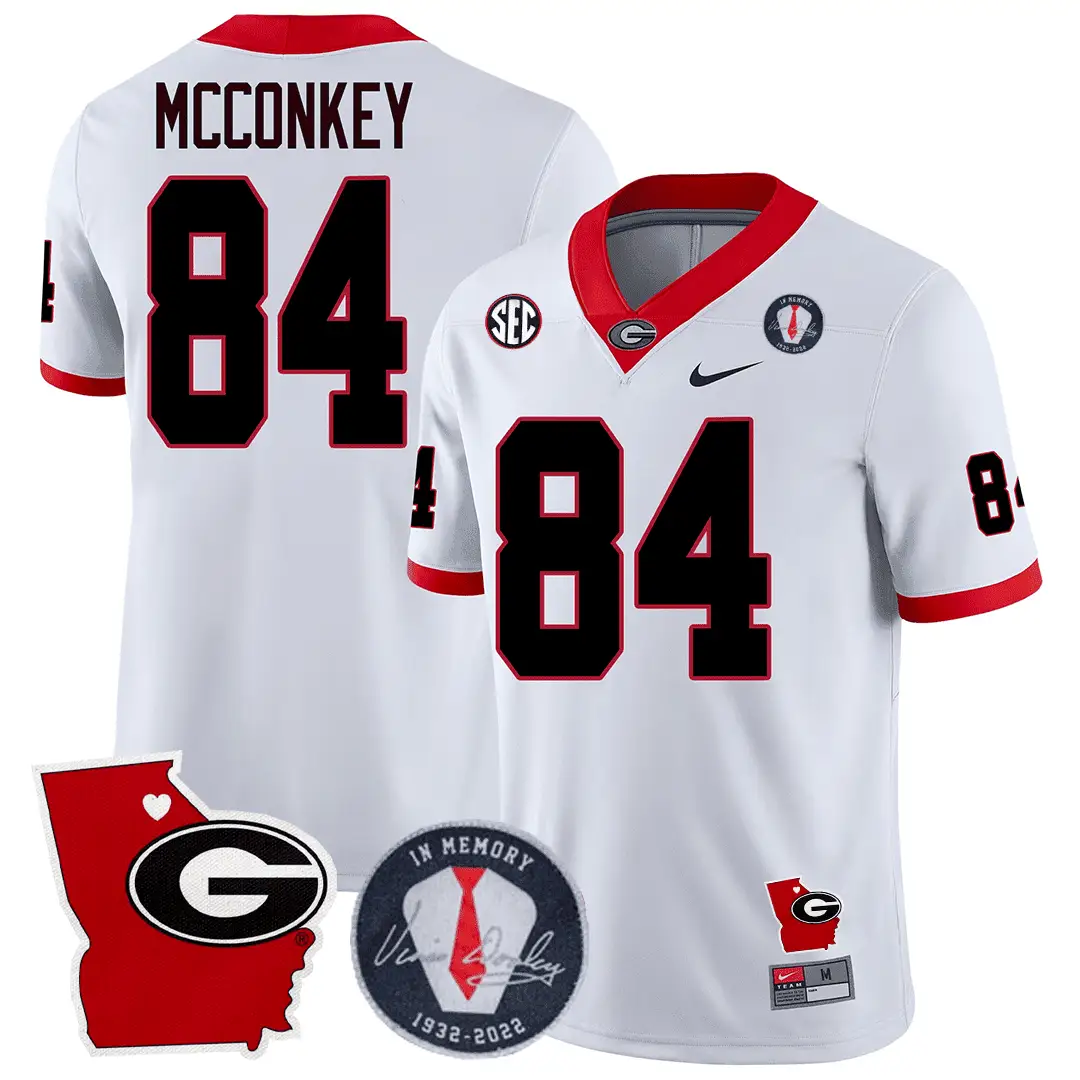 GB 2024 Vince Dooley Patch & Georgia State Map Jersey by Georgia Bulldogs