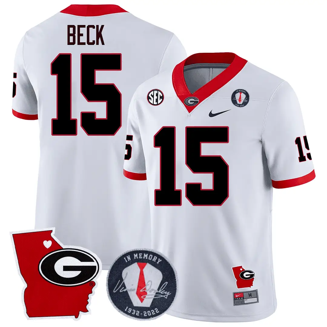 GB 2024 Vince Dooley Patch & Georgia State Map Jersey by Georgia Bulldogs