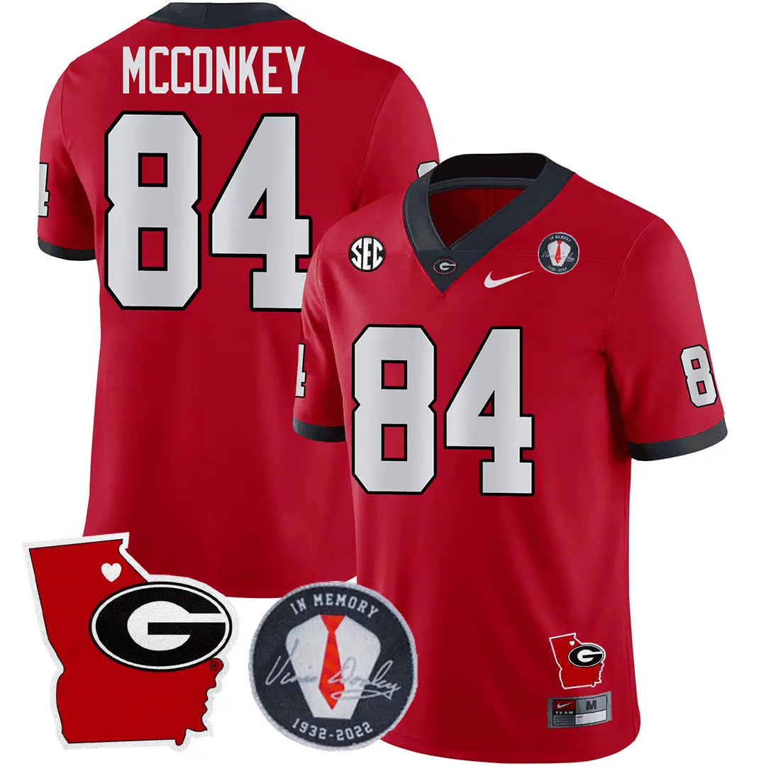 GB 2024 Vince Dooley Patch & Georgia State Map Jersey by Georgia Bulldogs