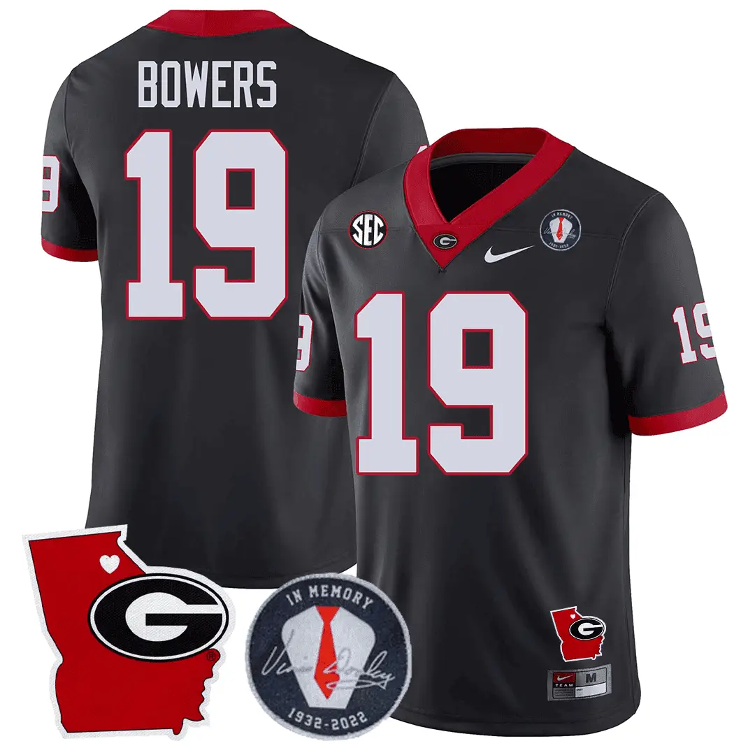 GB 2023 Vince Dooley Patch & Georgia State Map Jersey by Georgia Bulldogs