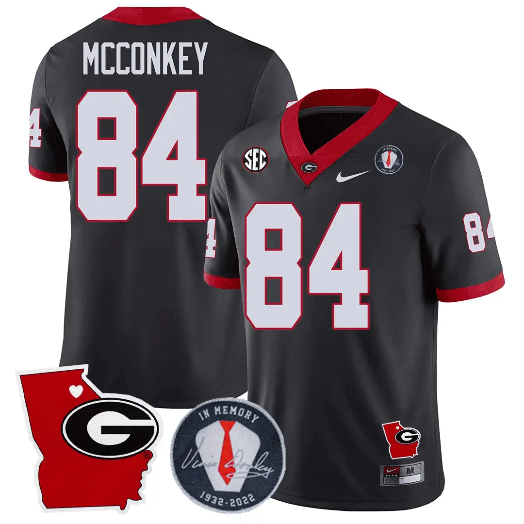 GB 2023 Vince Dooley Patch & Georgia State Map Jersey by Georgia Bulldogs