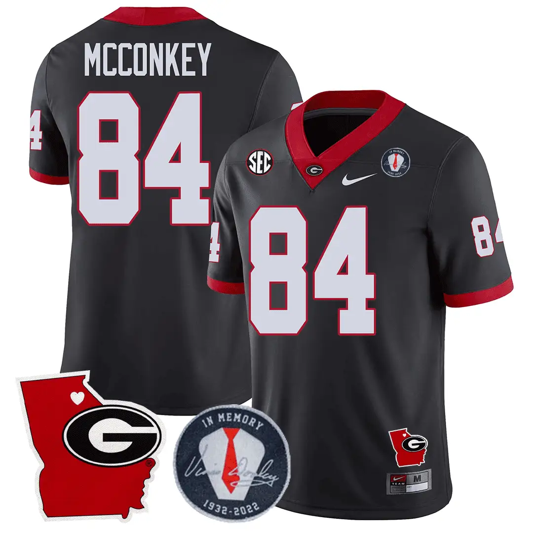 GB 2024 Vince Dooley Patch & Georgia State Map Jersey by Georgia Bulldogs