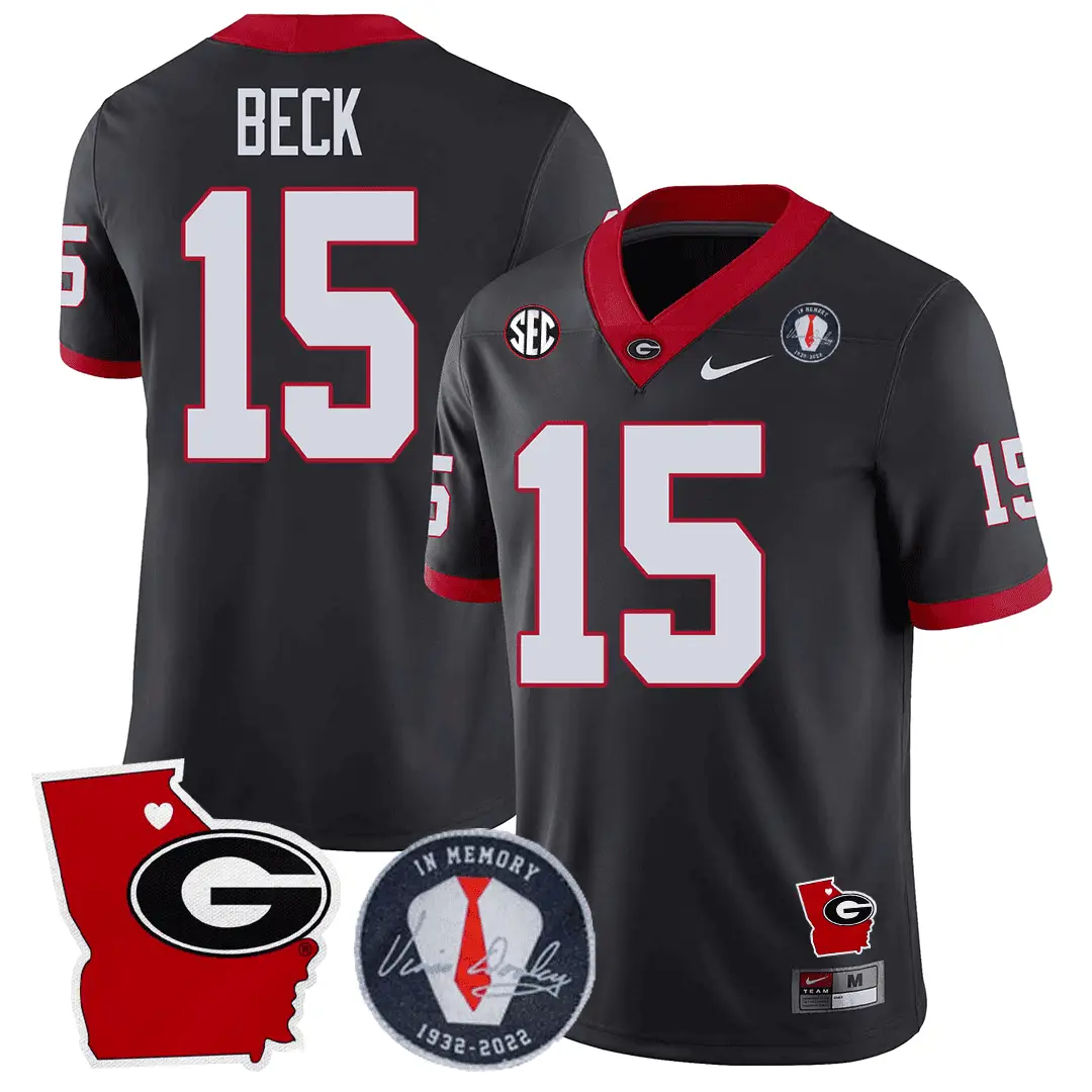 GB 2024 Vince Dooley Patch & Georgia State Map Jersey by Georgia Bulldogs