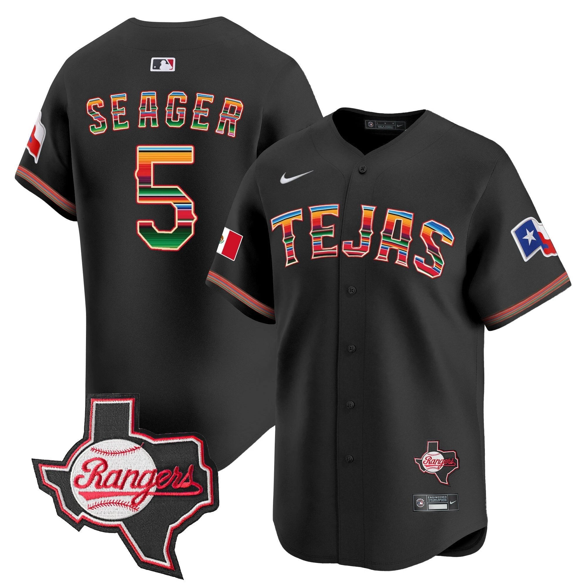TEX Mexico Texas Patch Vapor Premier Limited Jersey - All Stitched by Texas Rangers